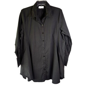INAE Collection Tunic Top Black Long Sleeve Lagenlook Artsy Swing Blouse